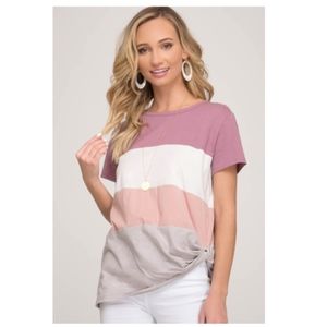 She+Sky Top Color Blocked - Rose/Mauve